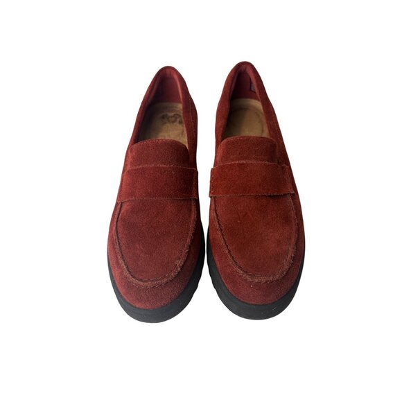 Clarks Women Suede Loafers Size 6 EU 36 Rust Red EUC Slip On - Picture 5 of 8